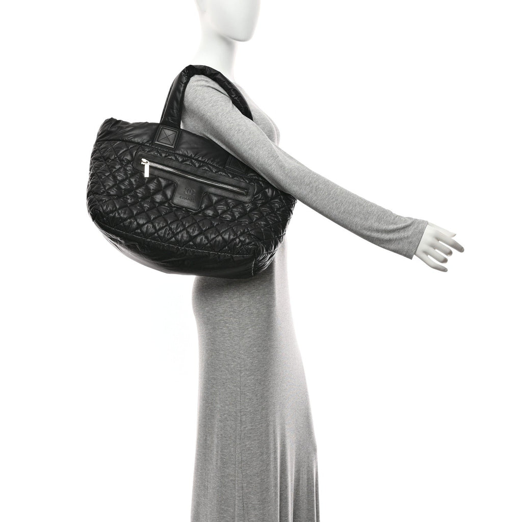 Chanel Nylon Quilted Large Coco Cocoon Tote Black