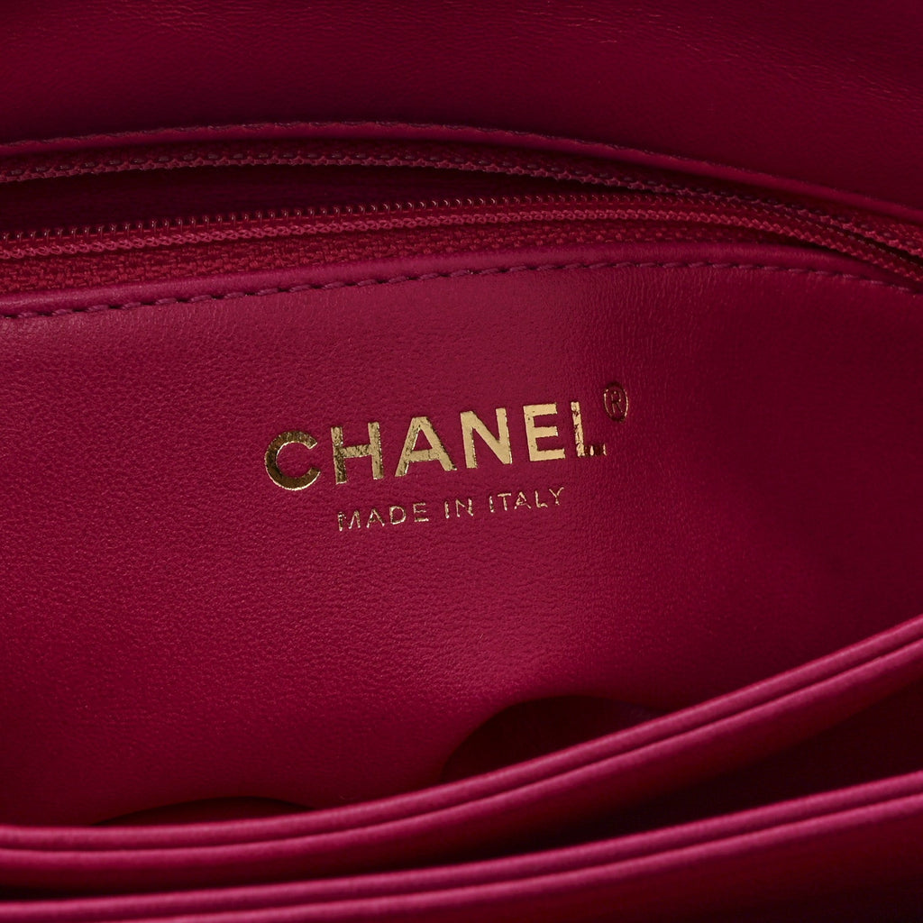 Chanel Lambskin Quilted On And On Small Chain Flap Fuchsia