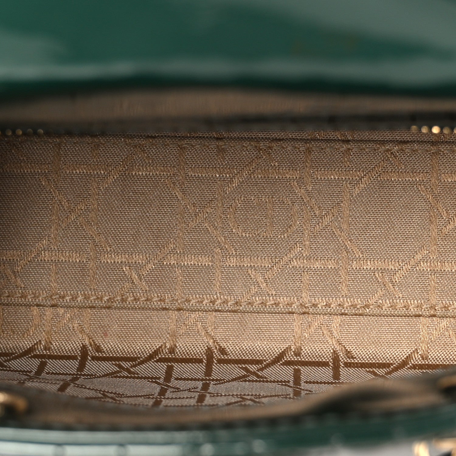 Christian Dior Patent Cannage Mini Lady Dior Pine Green