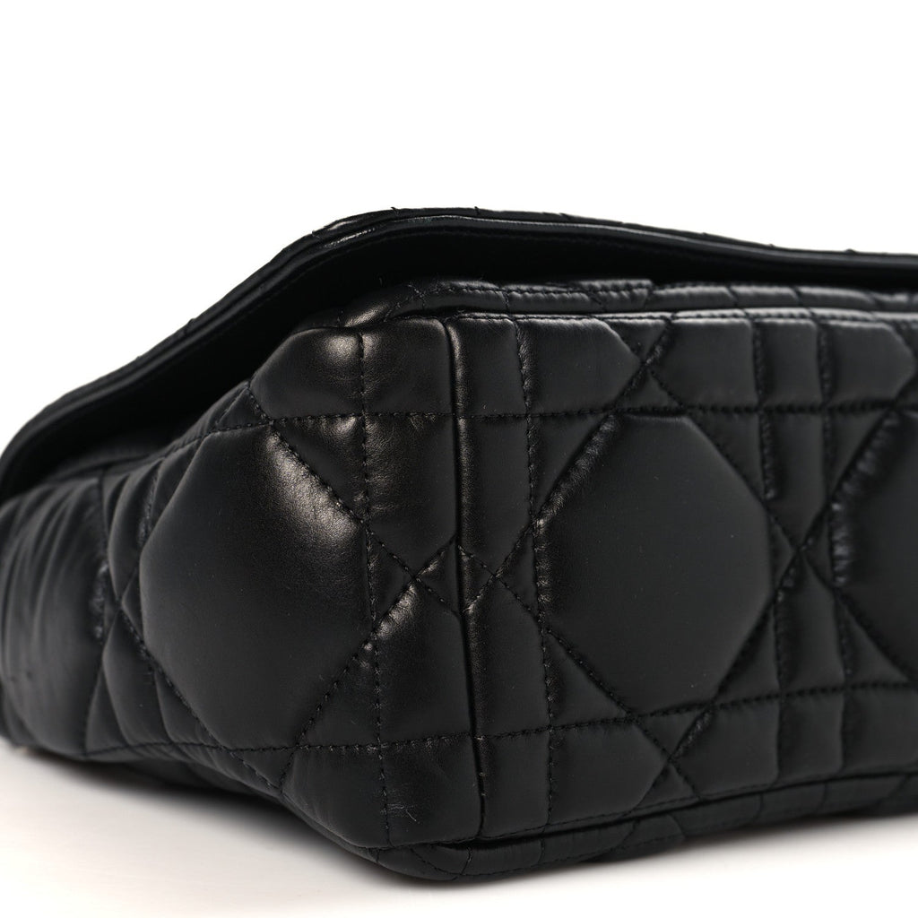 Christian Dior Calfskin Macrocannage Large Caro Bag Black