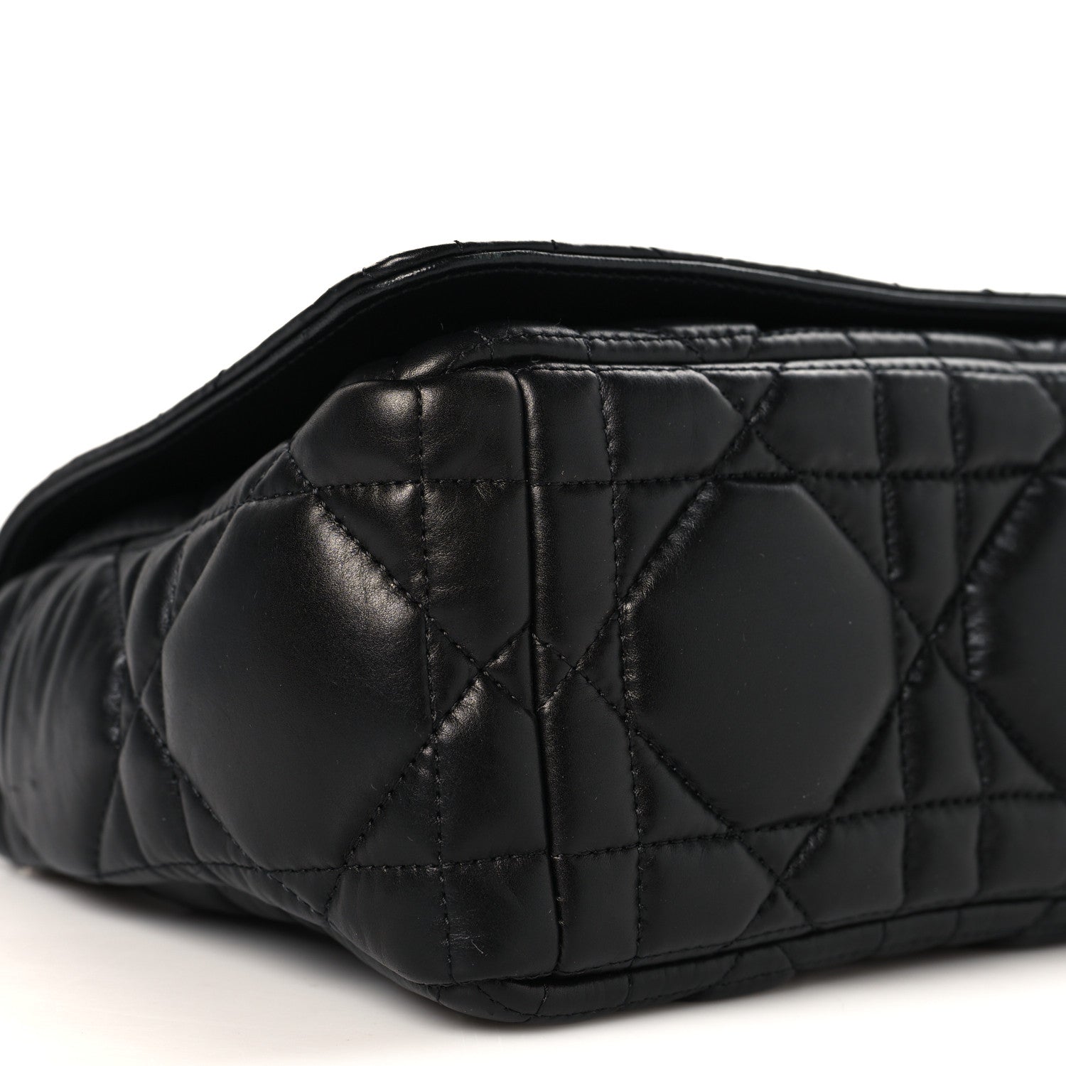 Christian Dior Calfskin Macrocannage Large Caro Bag Black