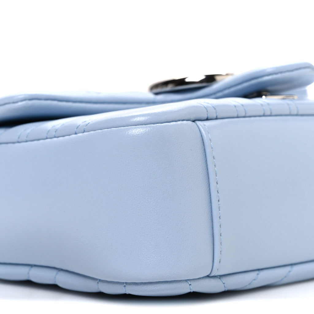 Gucci Lambskin Matelasse Small GG Marmont Shoulder Bag Light Blue