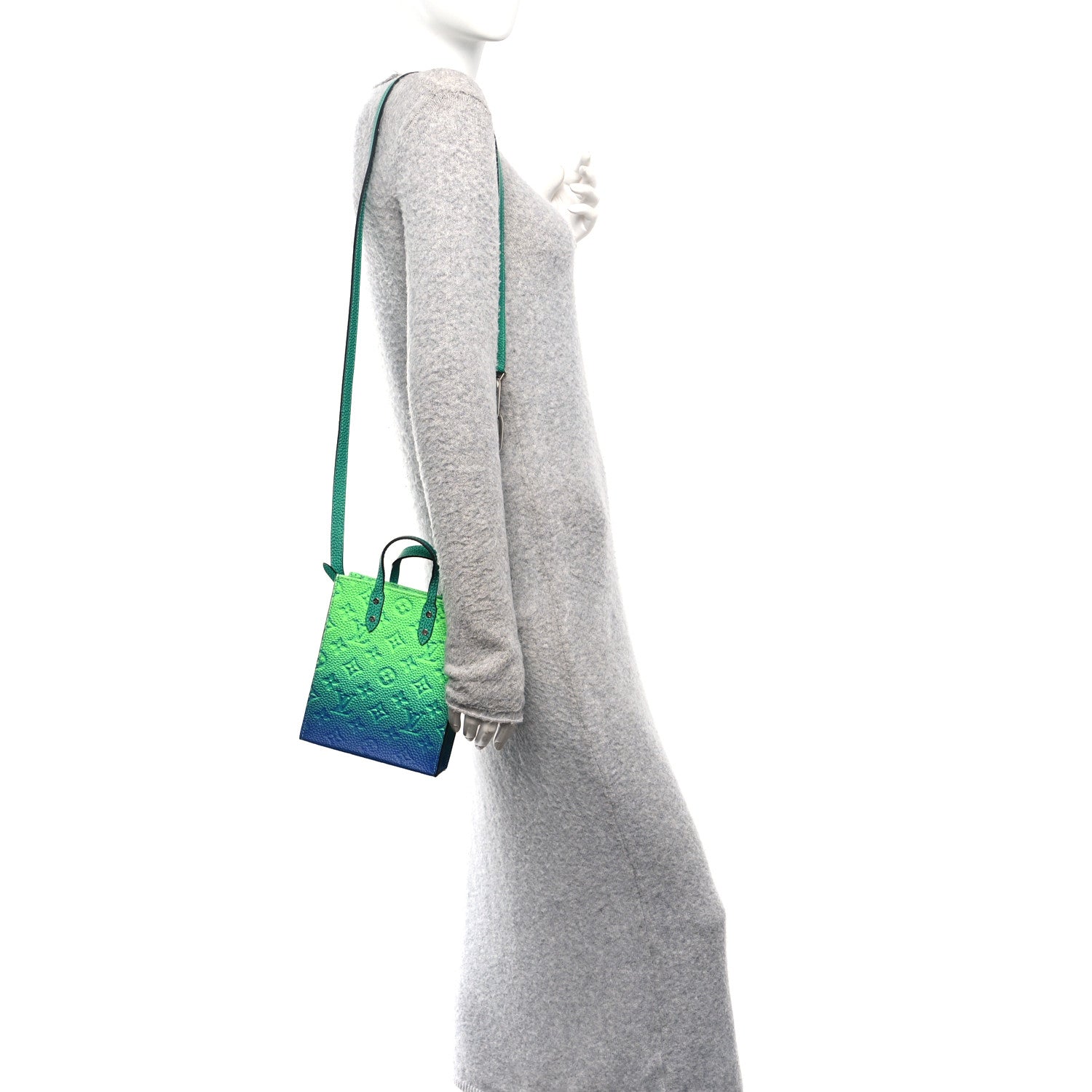 Louis Vuitton Taurillon Illusion Sac Plat XS Bleu Vert