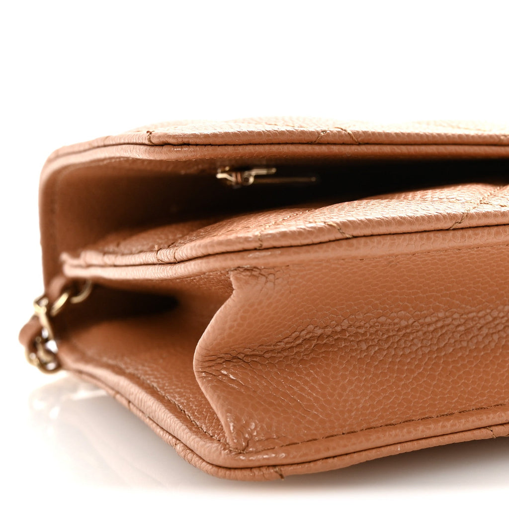 Chanel Caviar Quilted CC Turnlock Wallet On Chain WOC Brown