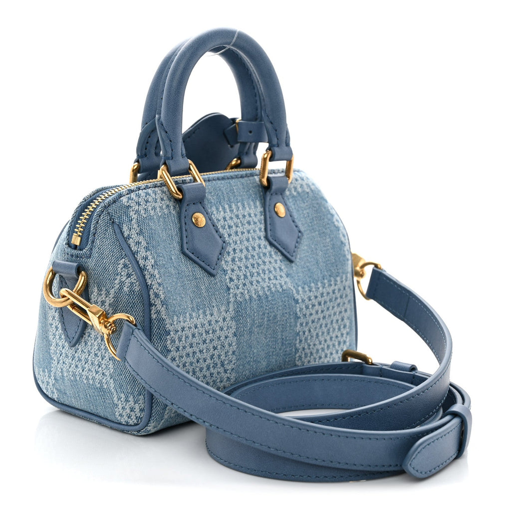 Louis Vuitton Damier Denim 3D Speedy Bandouliere 18 Denim Blue
