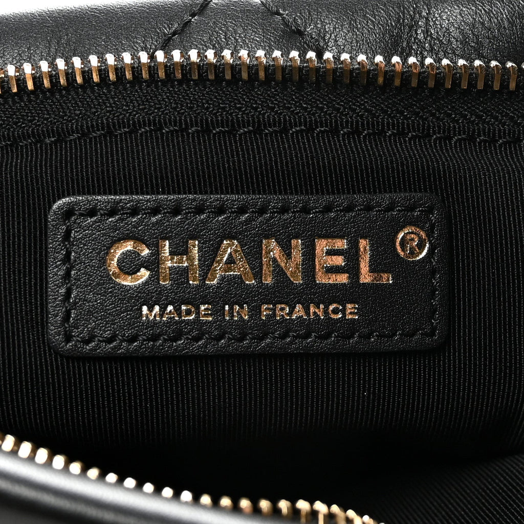Chanel Calfskin Quilted Fold Over Clutch Black