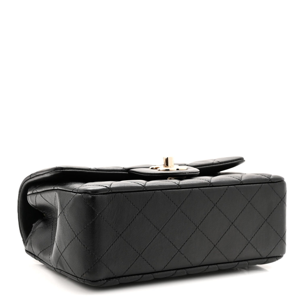 Chanel Lambskin Quilted Mini Rectangular Flap Black