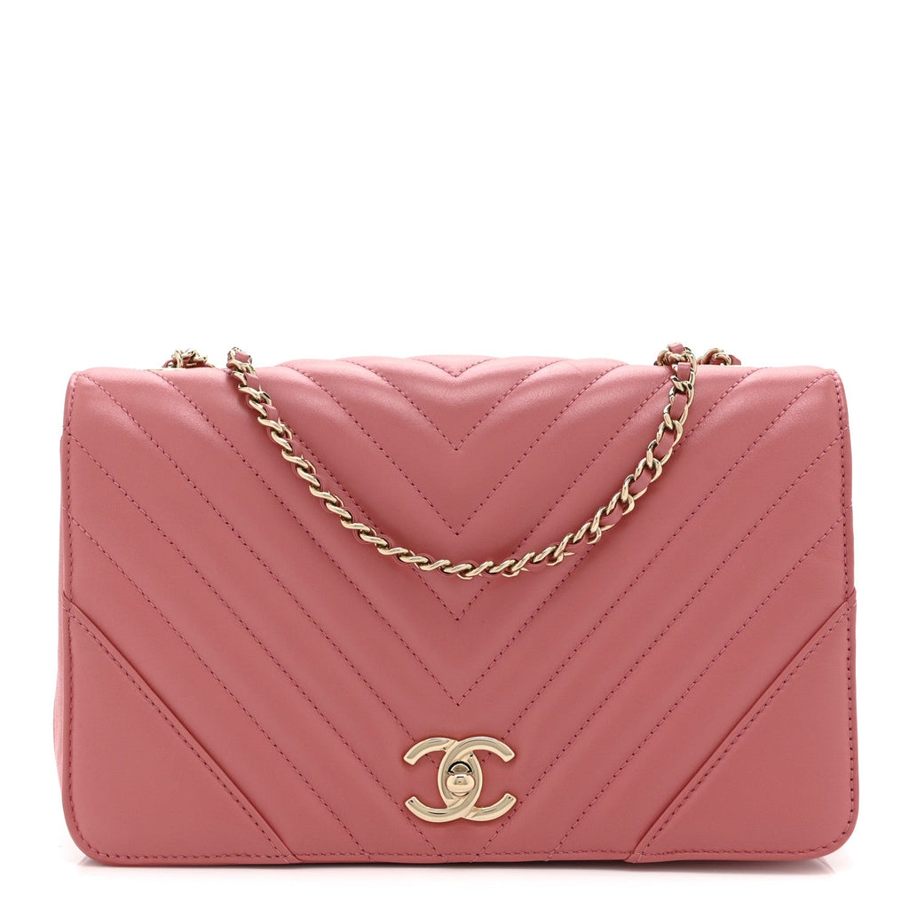 Chanel Calfskin Chevron Quilted Small Statement Flap Pink