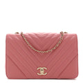 Chanel Calfskin Chevron Quilted Small Statement Flap Pink
