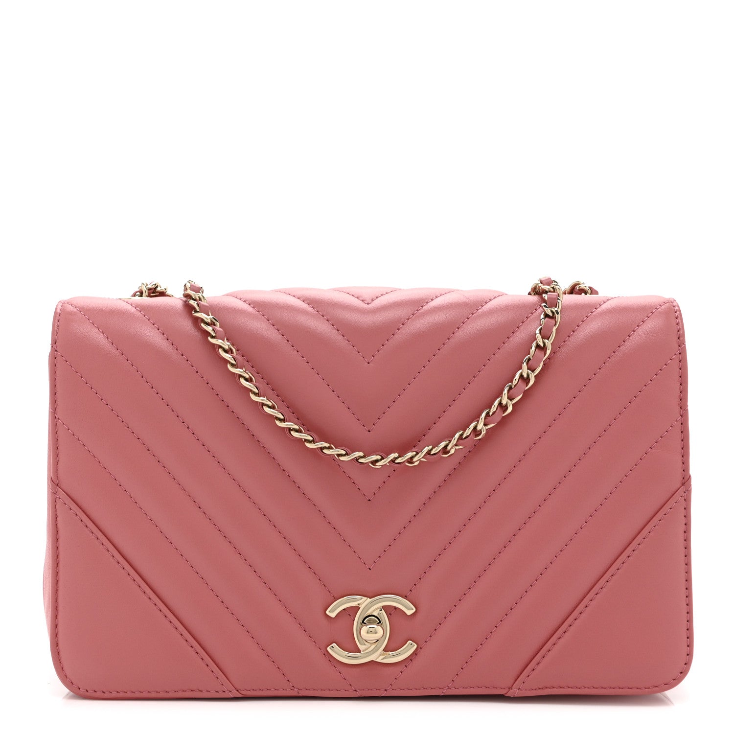 Chanel Calfskin Chevron Quilted Small Statement Flap Pink