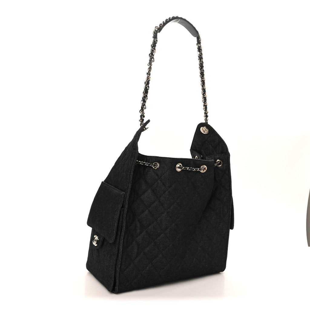 Chanel Denim Quilted Medium Chanel 25 Handbag Dark Blue