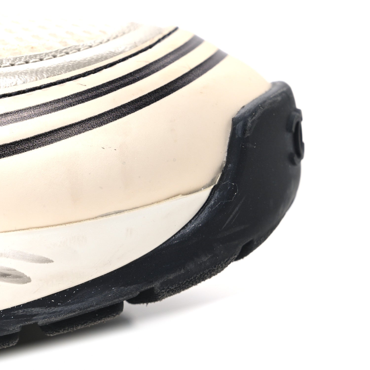 Fabric Laminated Calfskin Stretch CC Sneakers 41 Ivory White Silver
