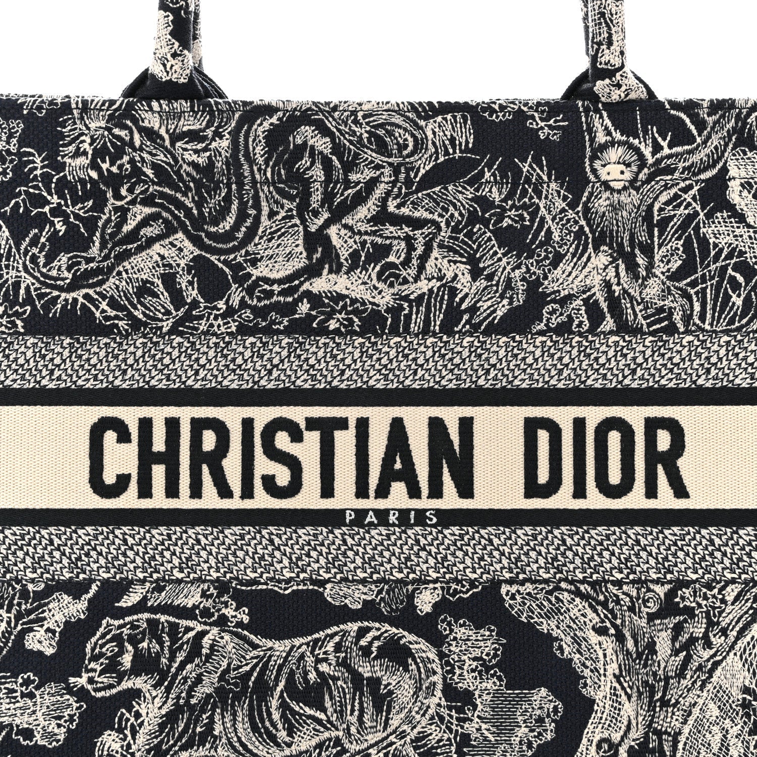 Christian Dior Canvas Embroidered Medium Toile De Jouy Reverse Book Tote Blue
