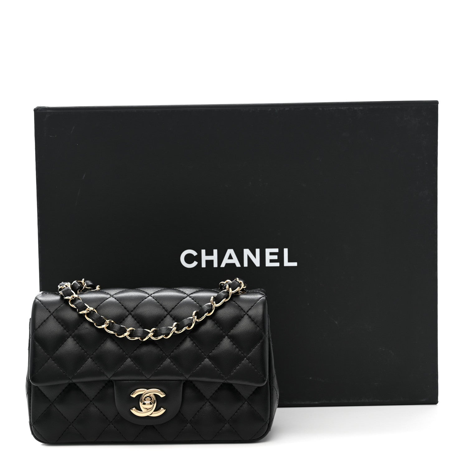 Chanel Lambskin Quilted Mini Rectangular Flap Black