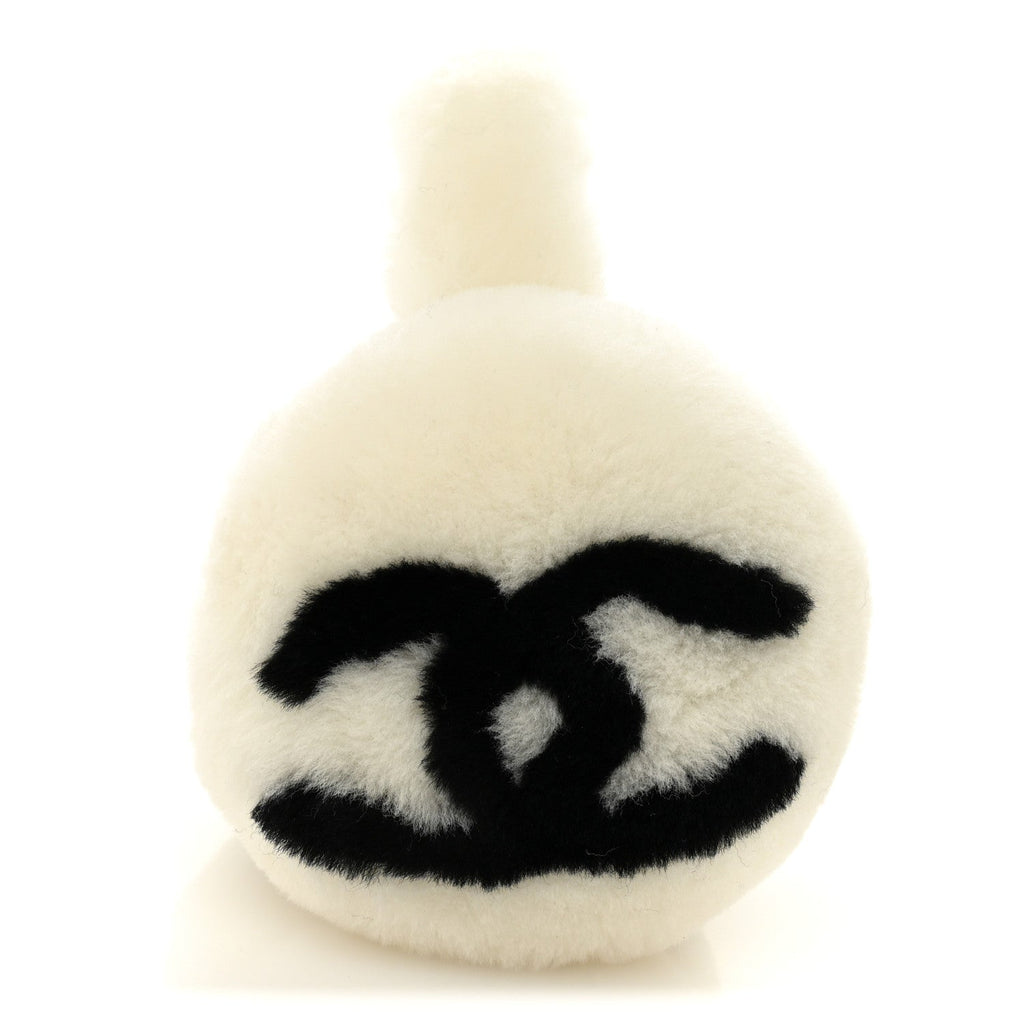 Chanel Shearling CC Bi-Color Ear Muffs White Black