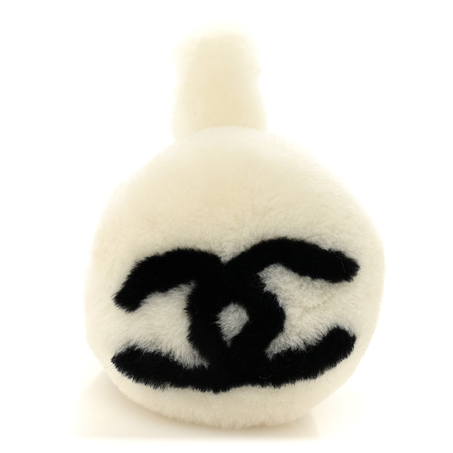 Chanel Shearling CC Bi-Color Ear Muffs White Black
