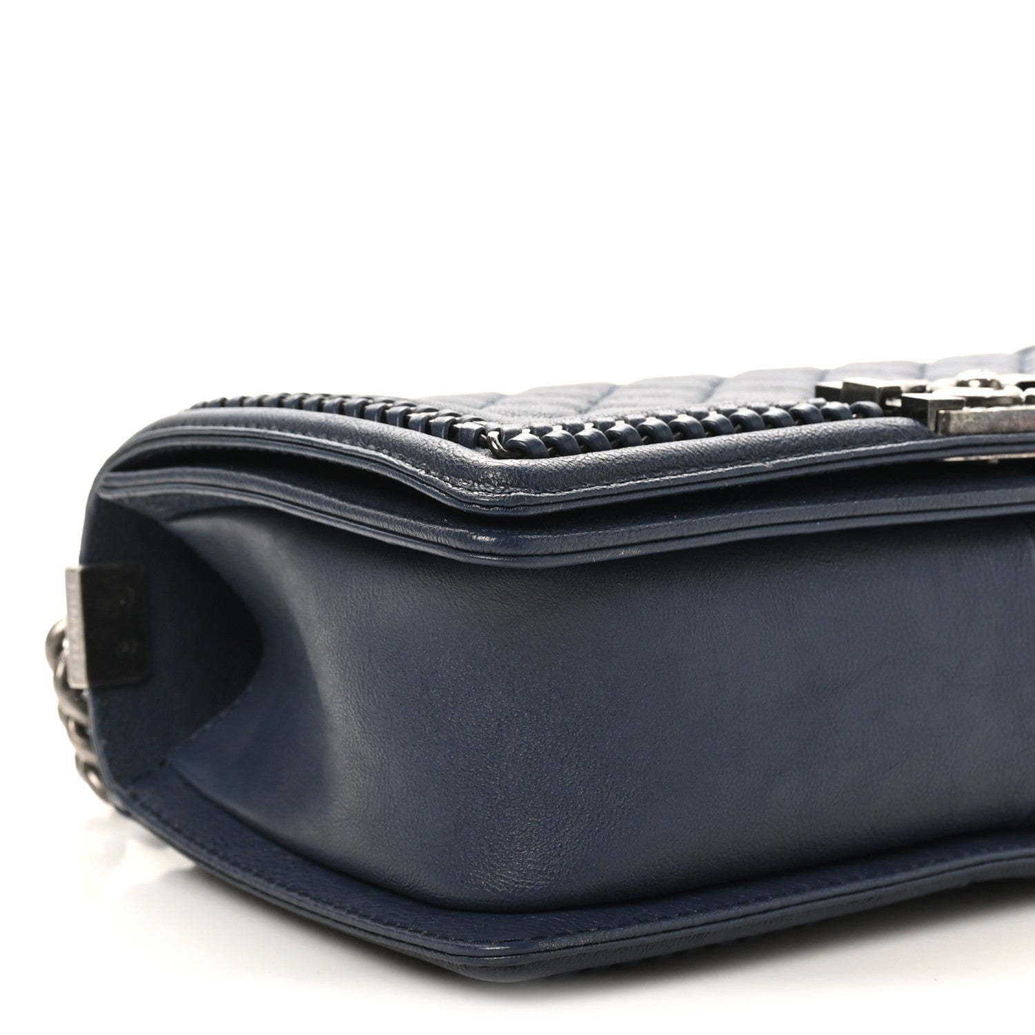 Chanel Calfskin Quilted Medium Top Handle Boy Flap Blue