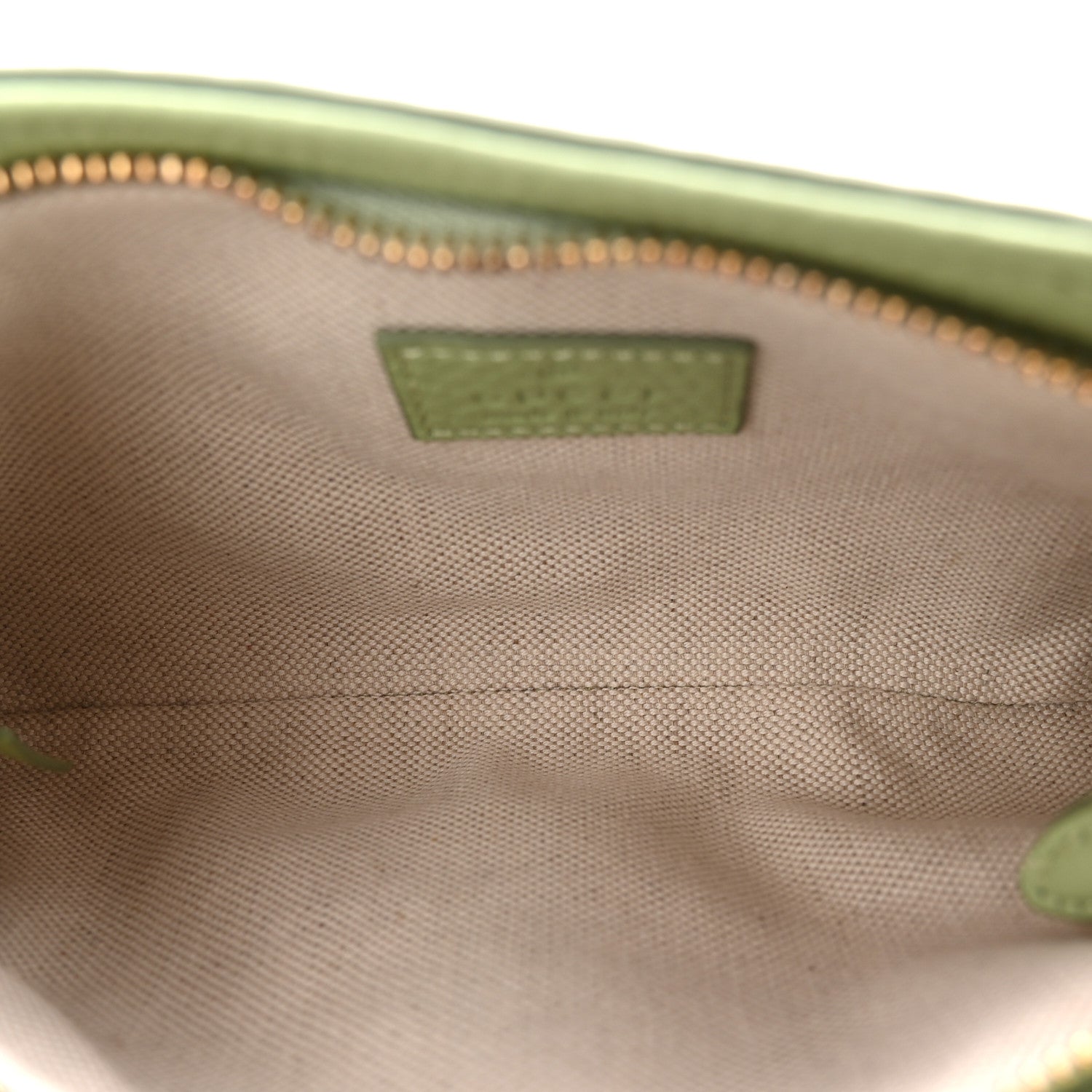 Gucci GG Grainy Calfskin Emblem Super Mini Shoulder Bag Sage Leaf