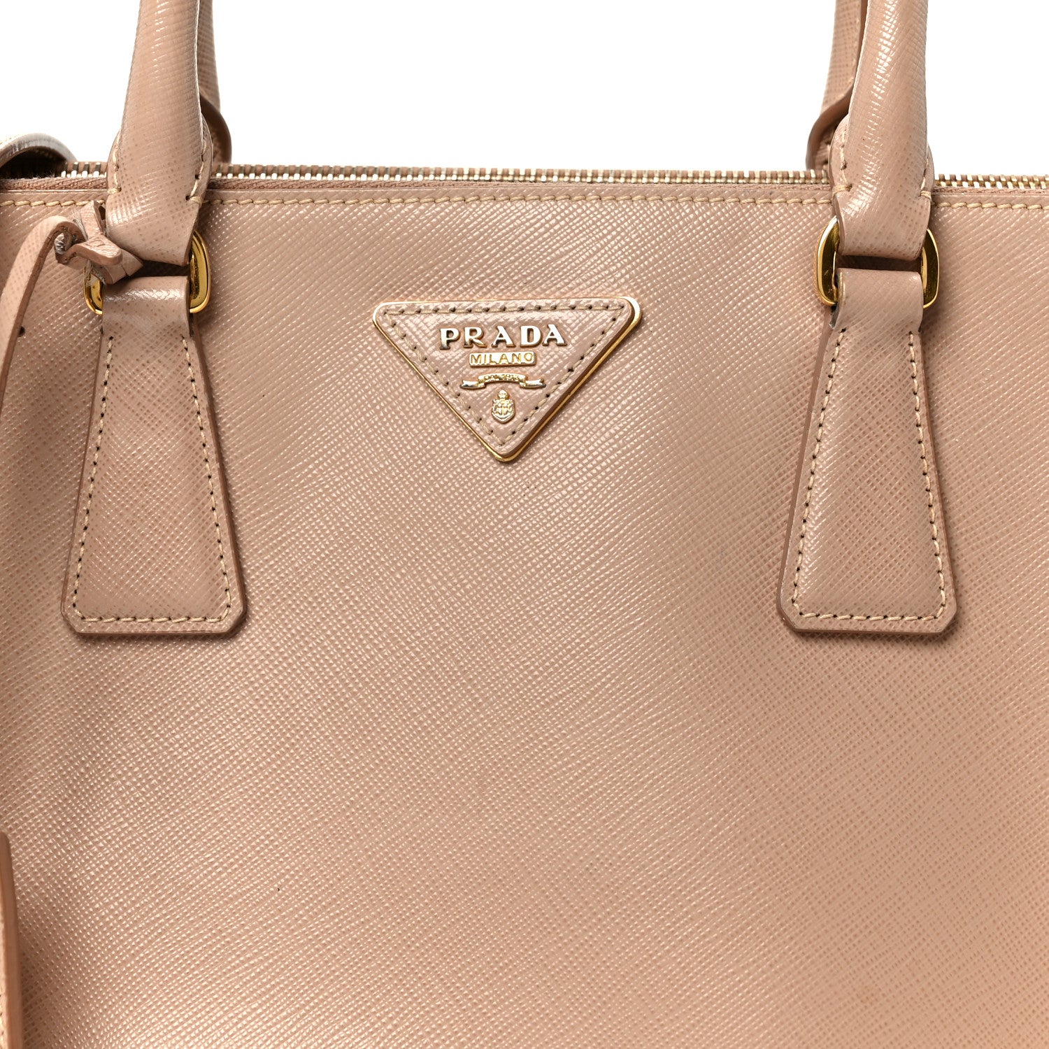Prada Saffiano Small Galleria Double Zip Tote Cammeo