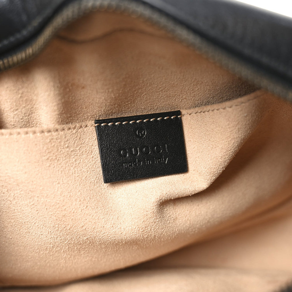 Gucci Calfskin Matelasse Small GG Marmont Chain Shoulder Bag Black
