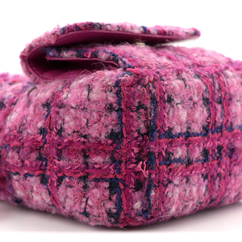 Chanel Tweed Quilted CC Mini Classic Backpack Fuchsia Navy