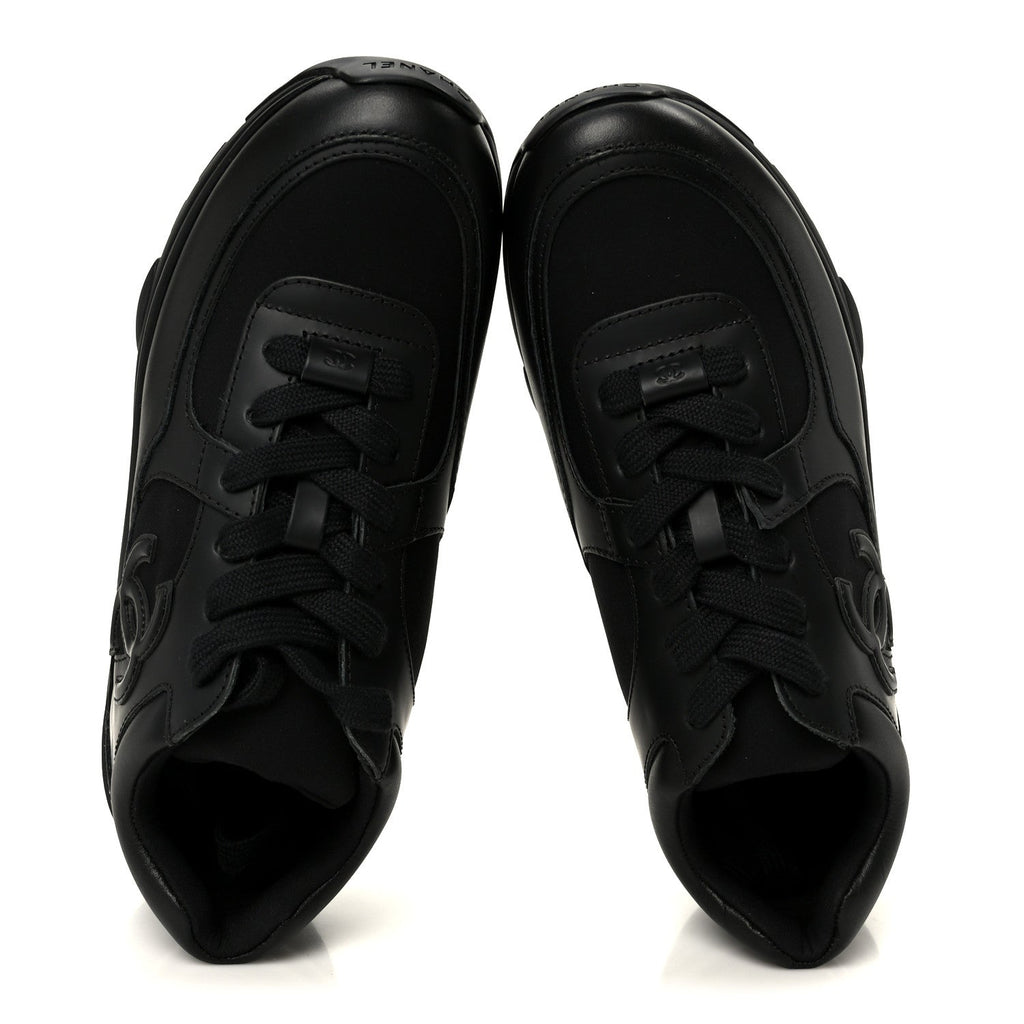 Lambskin Fabric CC Sneakers 39 Black