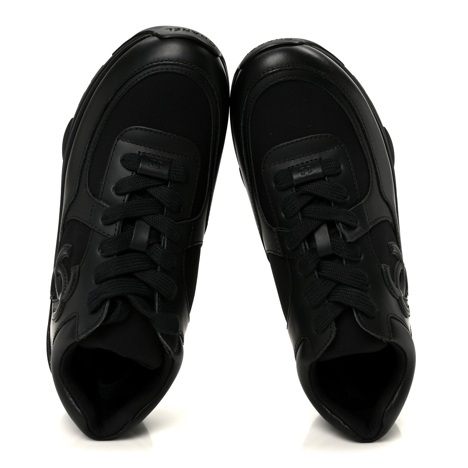 Lambskin Fabric CC Sneakers 39 Black