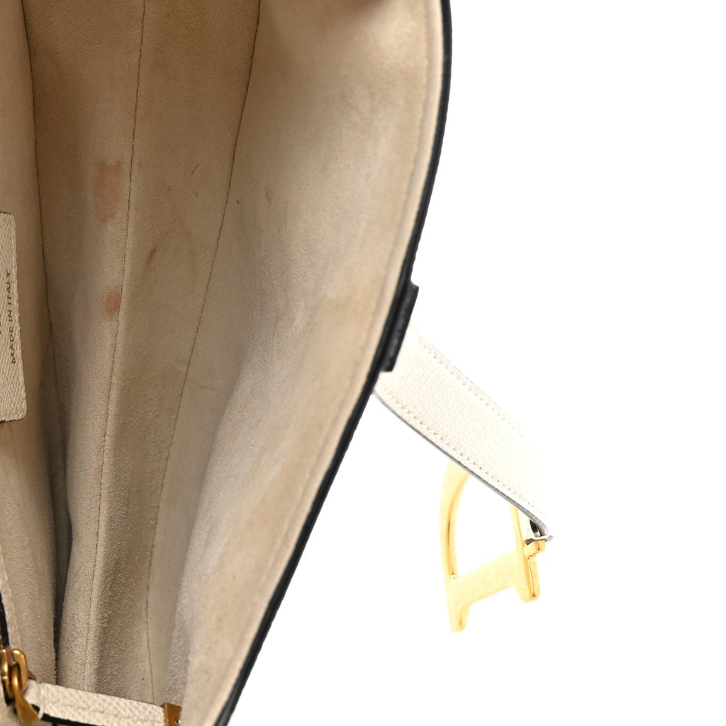 Christian Dior Grained Calfskin Saddle Bag White