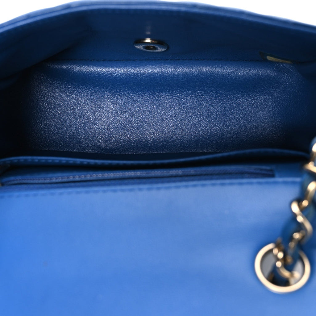 Chanel Lambskin Chevron Quilted Mini Square Flap Blue