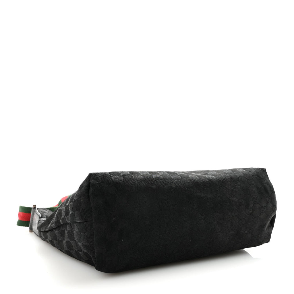 Gucci Monogram Web Medium Flat Messenger Bag Black