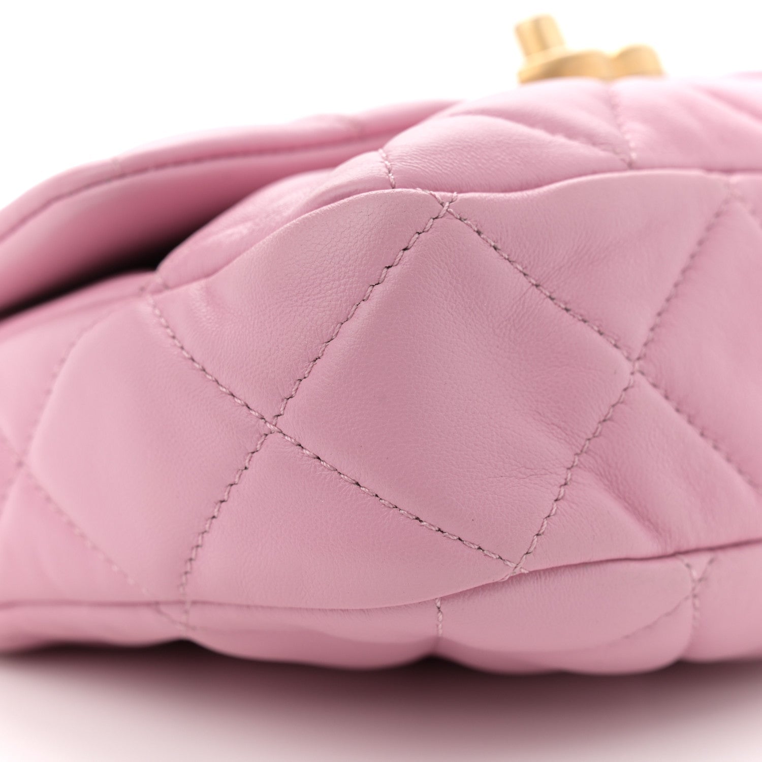 Chanel Lambskin Quilted Mini Lacquered Chain Flap Pink