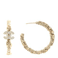 Crystal Camellia CC Hoop Earrings Gold