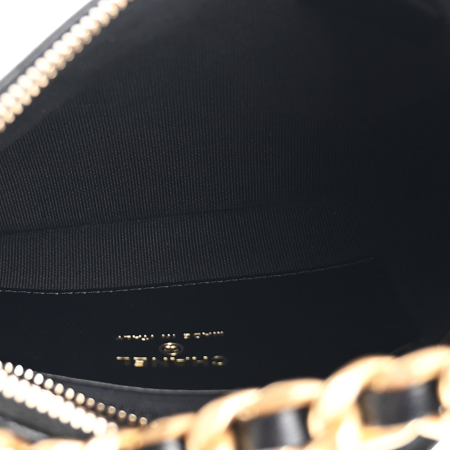 Chanel Lambskin Quilted Chain Around Top Handle Mini Bag Black