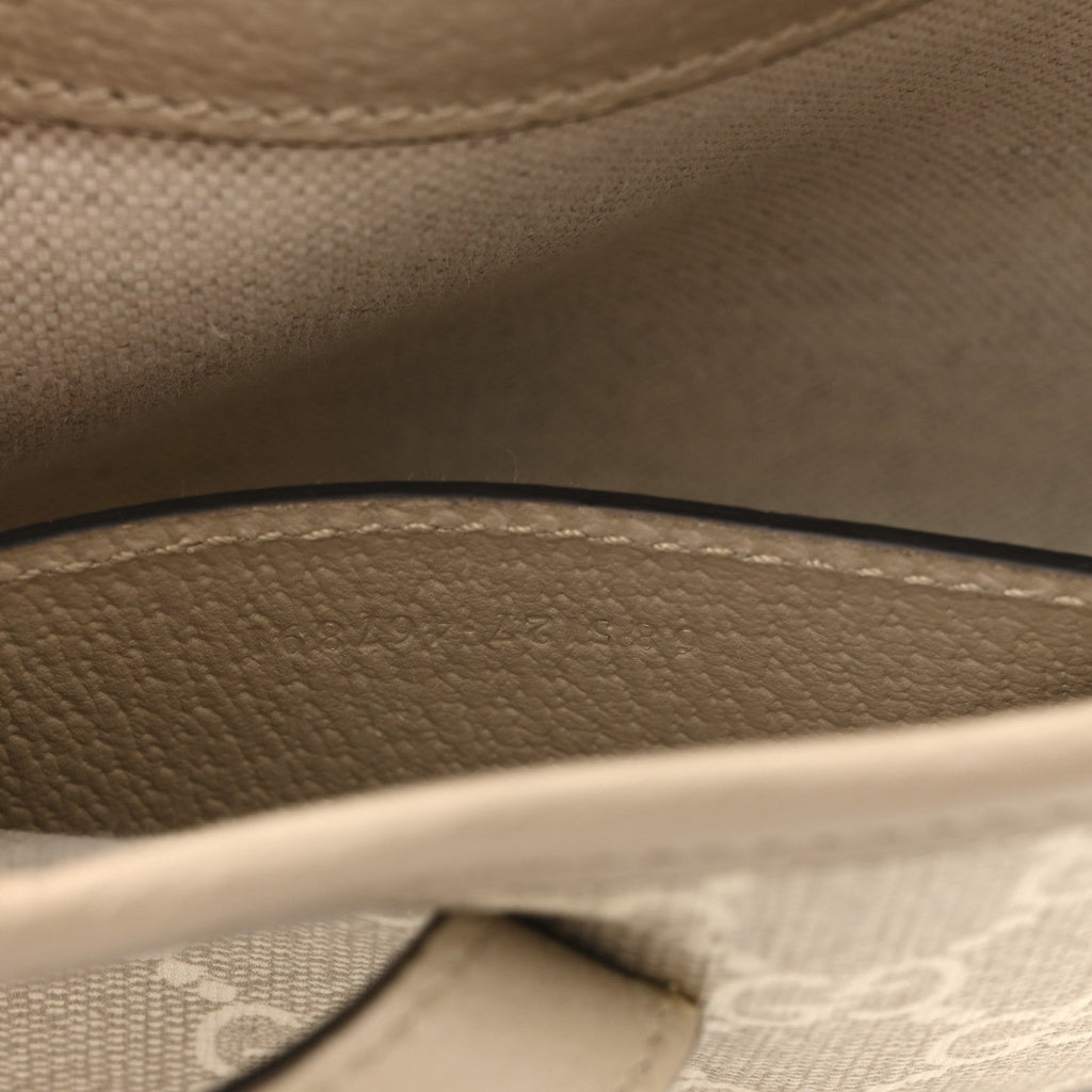 Gucci GG Supreme Monogram Textured Dollar Calfskin Mini Jackie 1961 Hobo Beige Mystic White Oatmeal