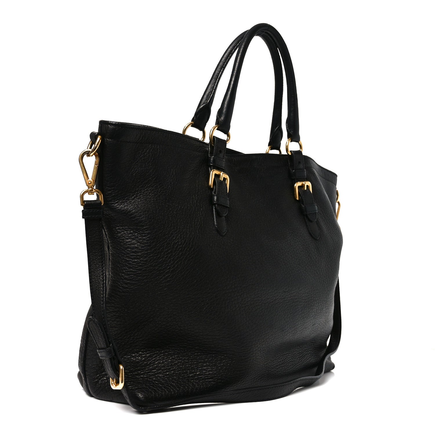 Prada Vitello Daino Tote Black