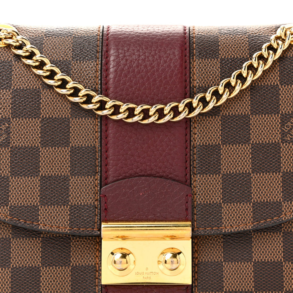 Louis Vuitton Damier Ebene Cuir Taurillon Wight Bordeaux