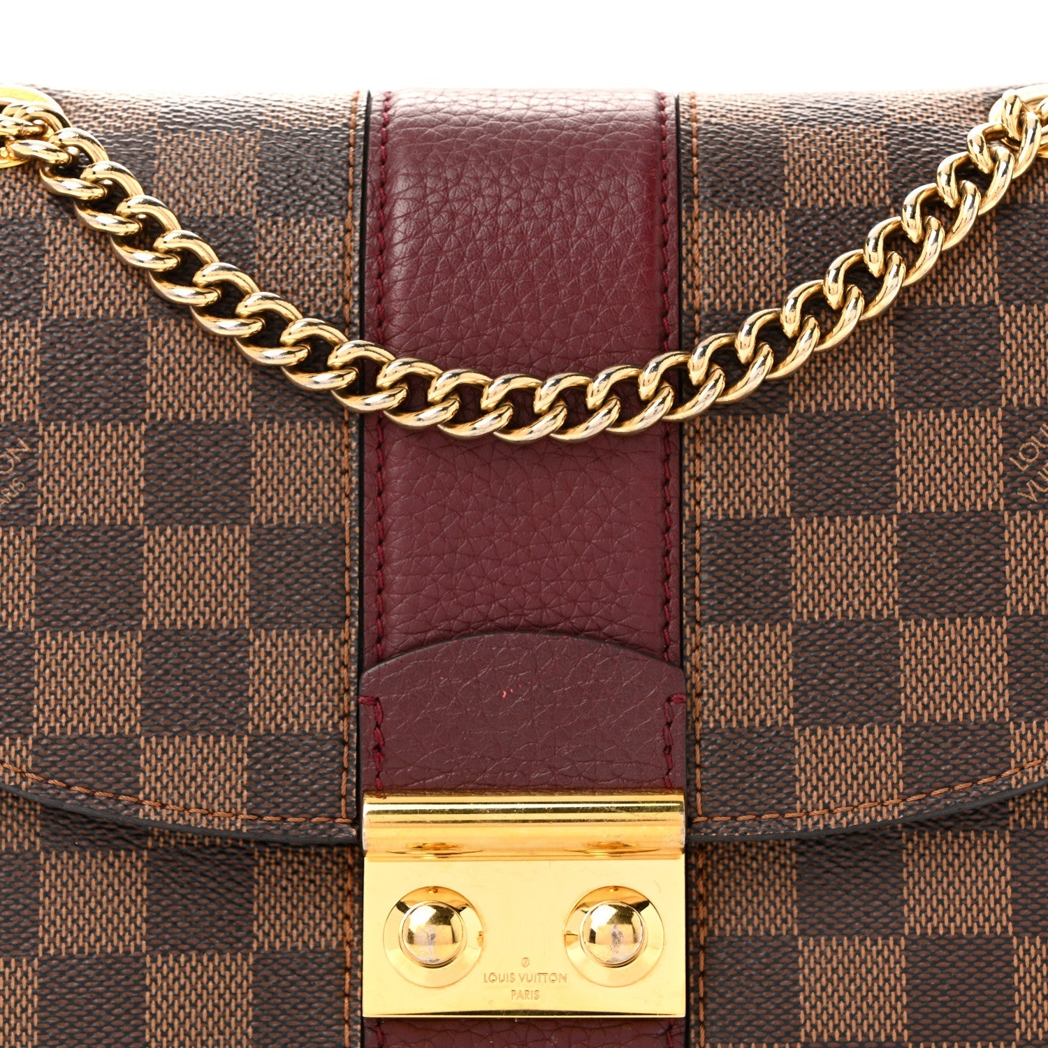 Louis Vuitton Damier Ebene Cuir Taurillon Wight Bordeaux