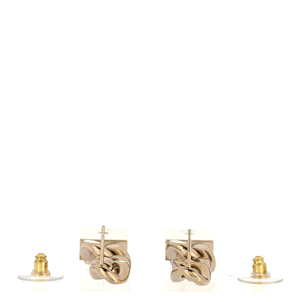 Crystal Dog Tag Charm Earrings Gold