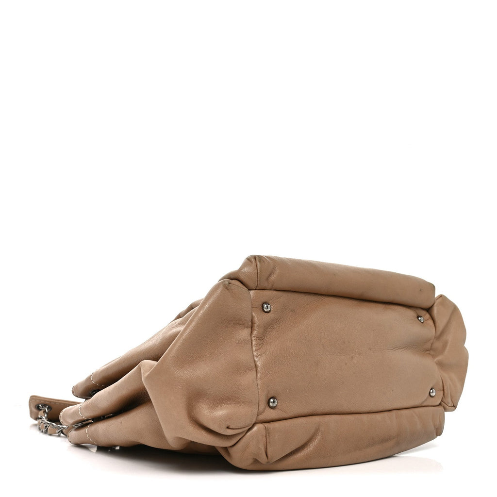 Chanel Lambskin Lax Accordion Hobo Beige