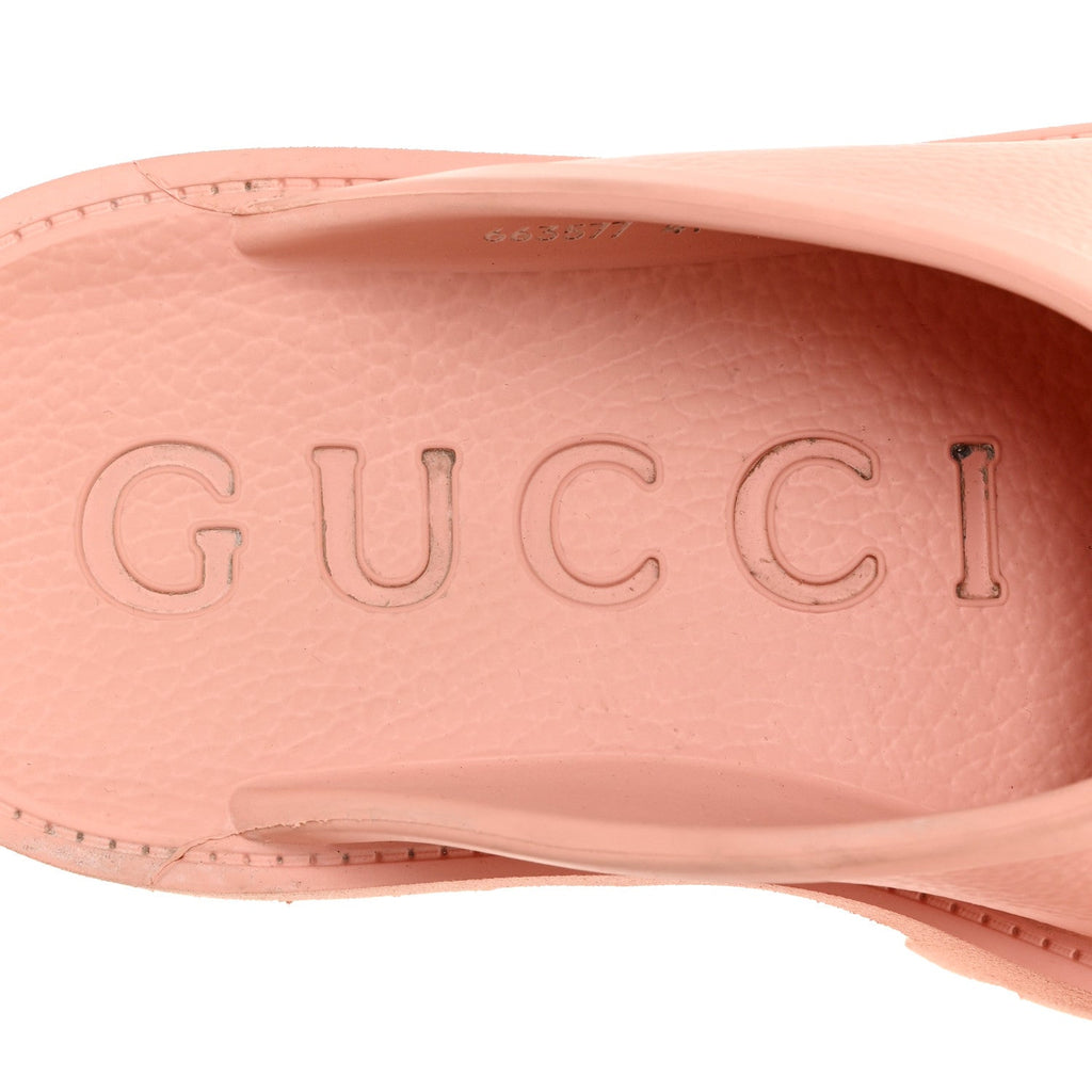 Gucci Rubber GG Monogram Perforated Elea Platform 55mm Lug Sole Sandals 41 Peachy Chic