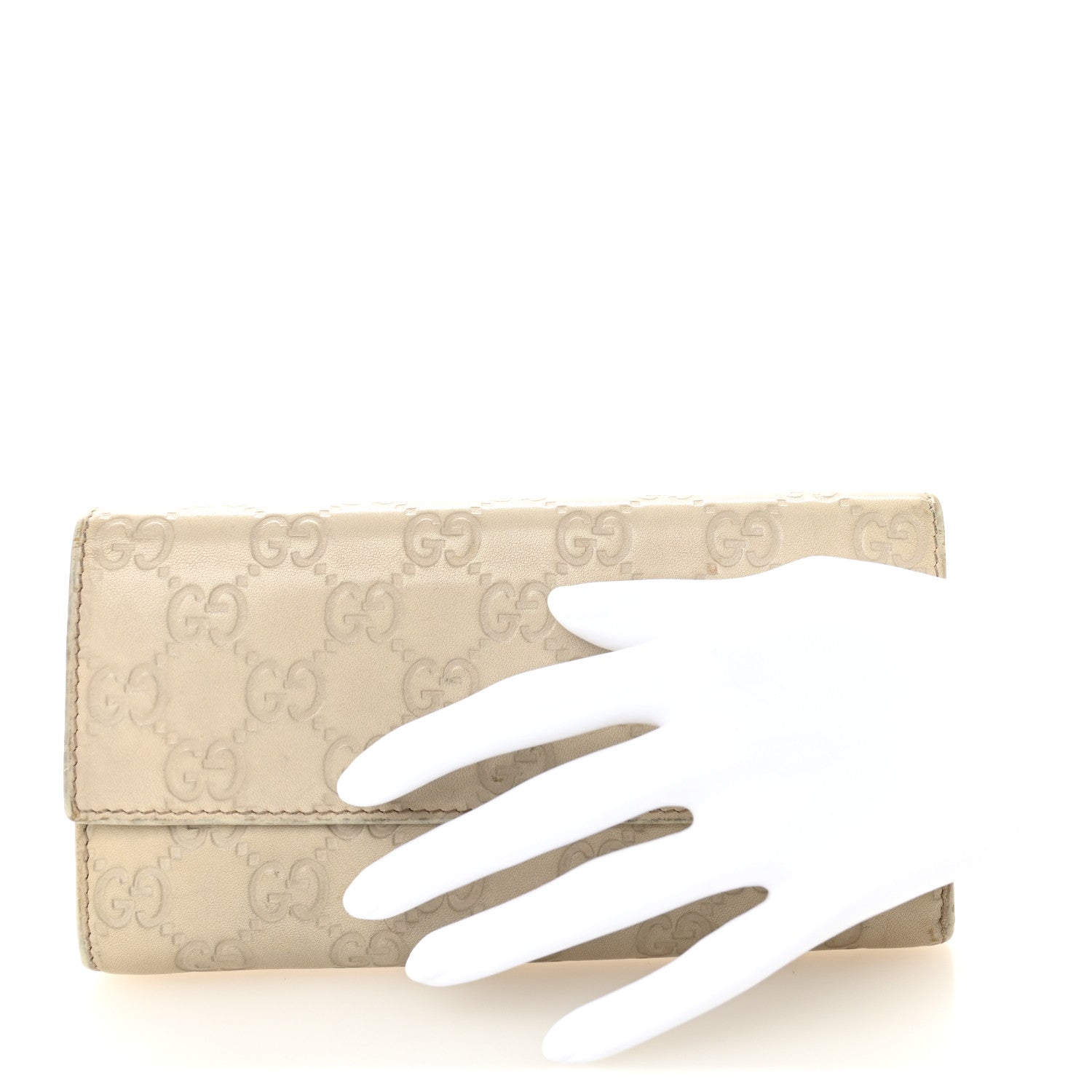 Gucci Shangai Calfskin Lovely Heart Continental Wallet Off White