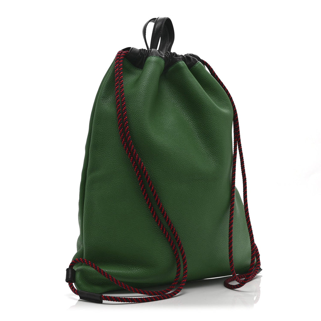 Gucci Calfskin Logo Drawstring Backpack Green