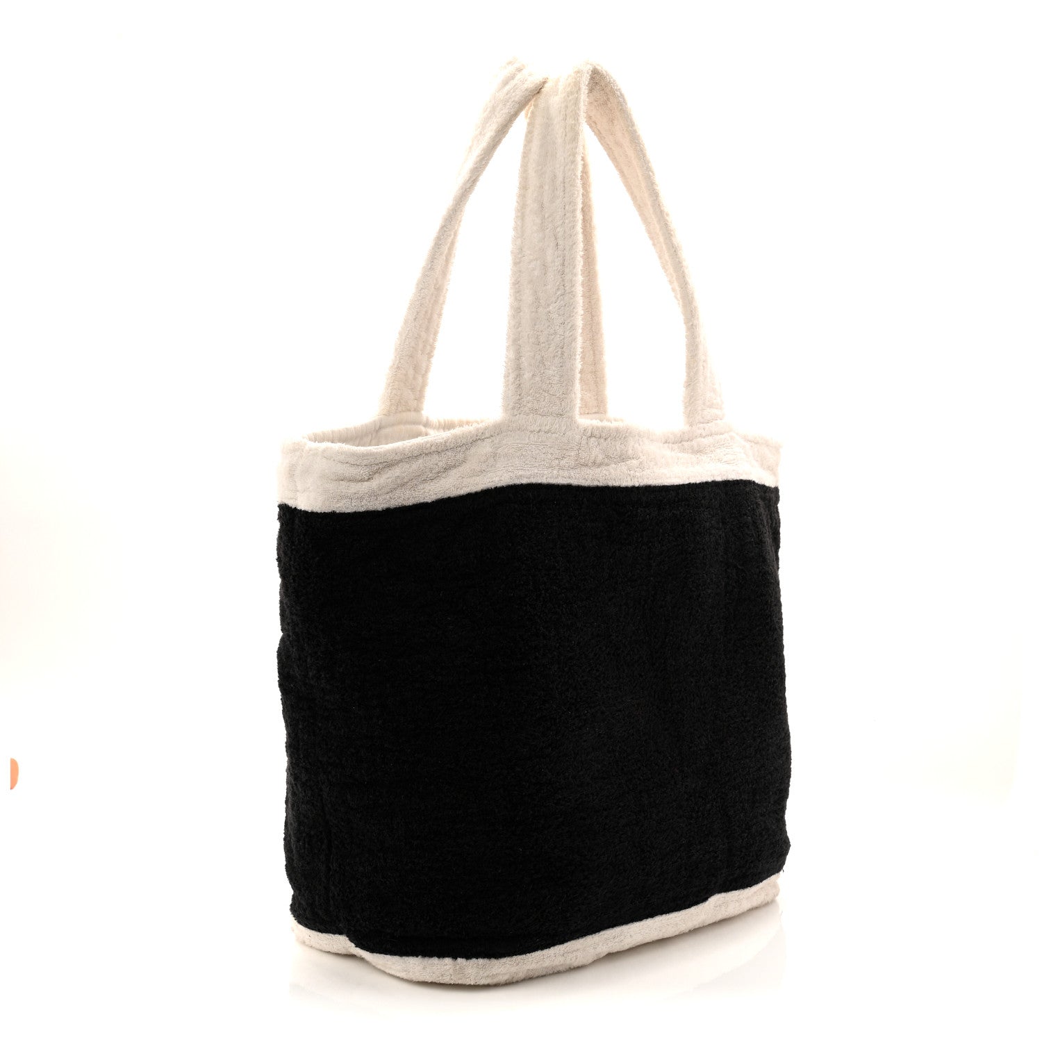 Chanel Terry Cotton CC Beach Tote Towel Set Black White
