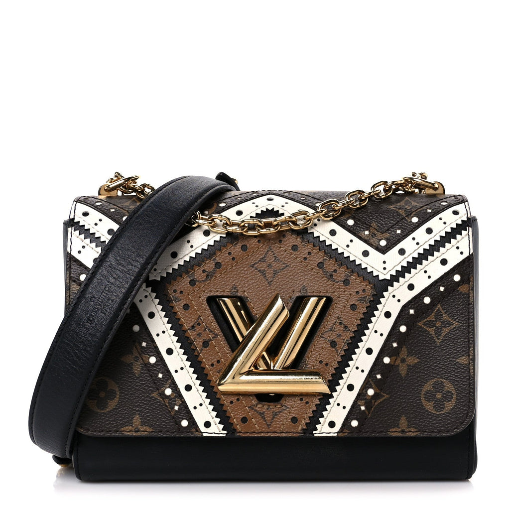 Louis Vuitton Veau Satin Monogram Twist Shoulder Bag MM Black