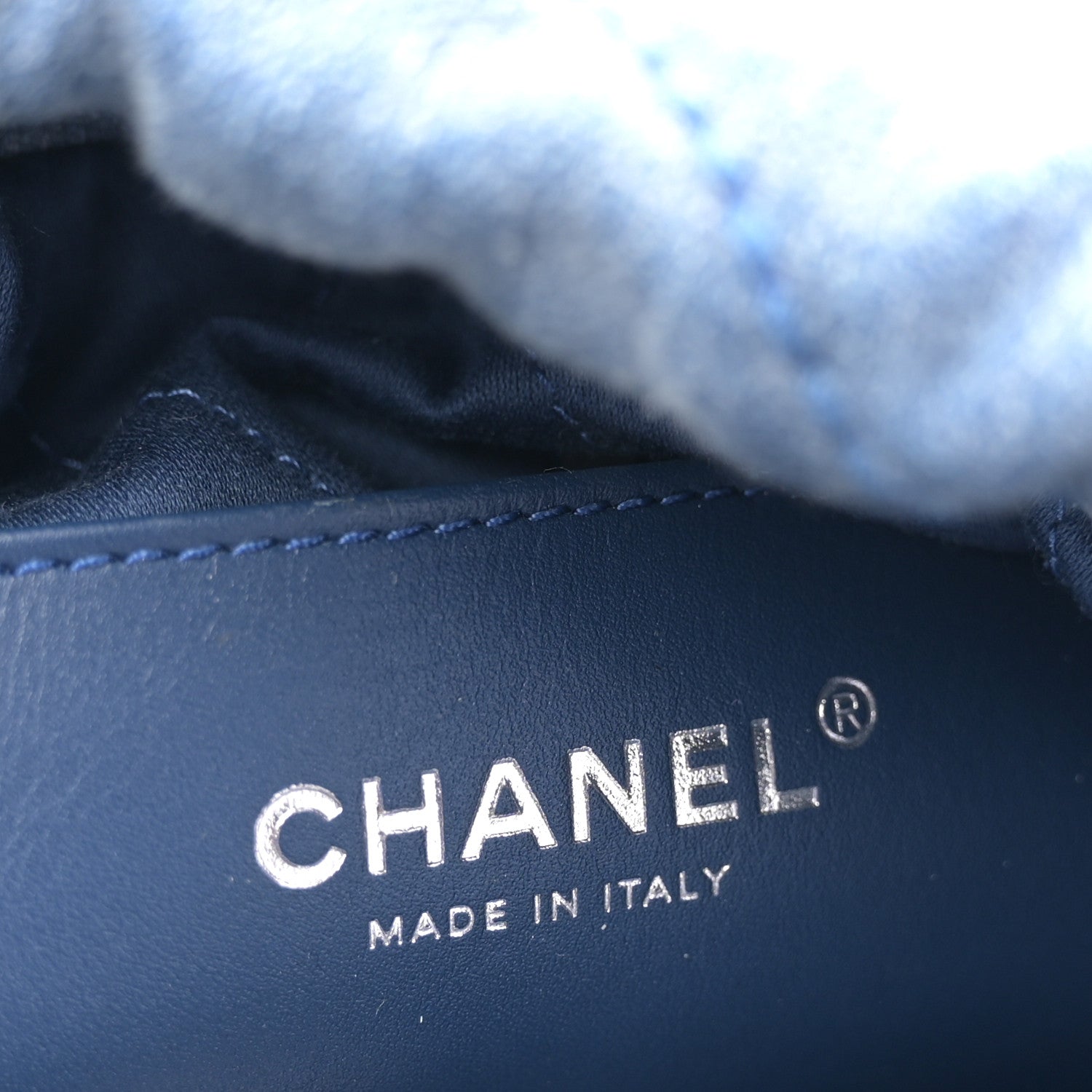 Chanel Washed Denim Quilted Studded Mini Chanel 22 Blue