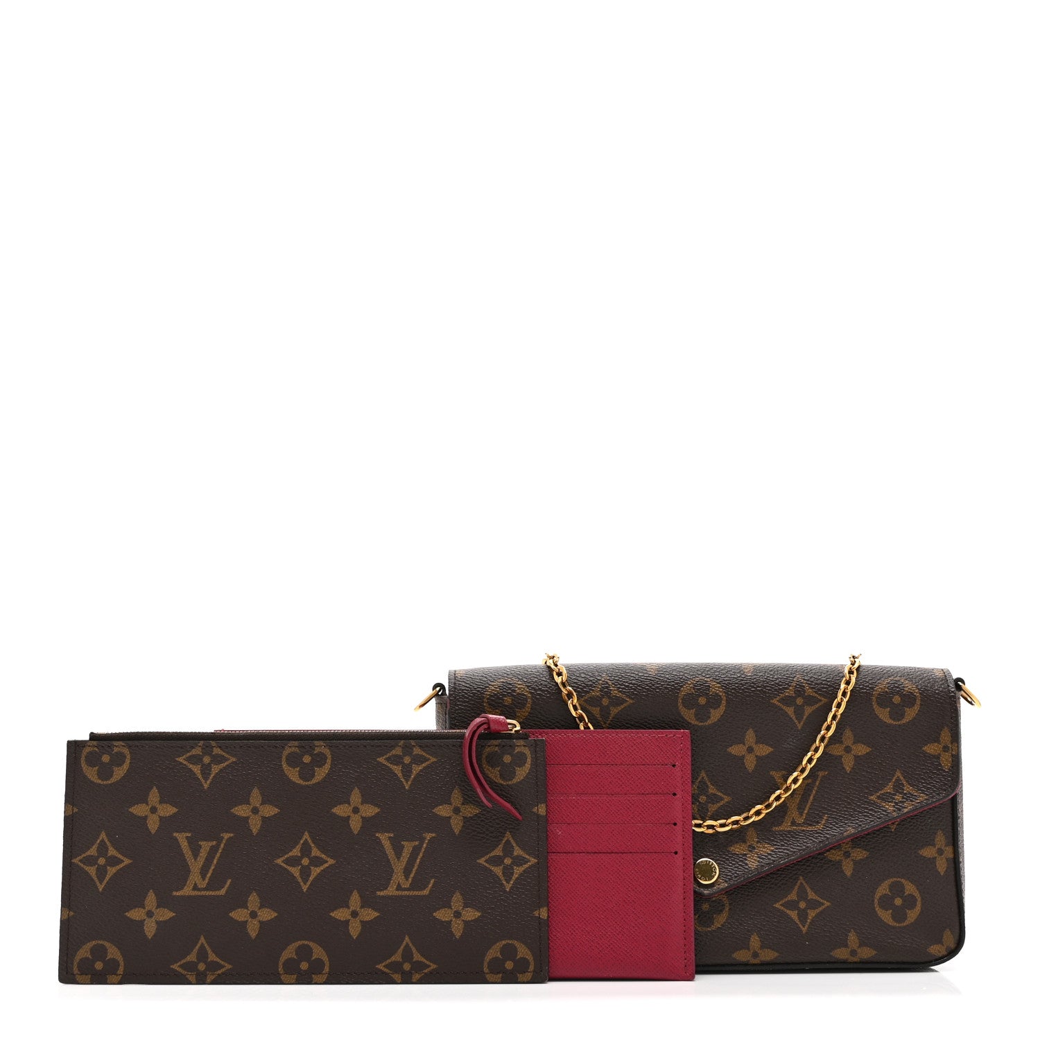 Louis Vuitton Monogram Pochette Felicie Chain Wallet Fuchsia