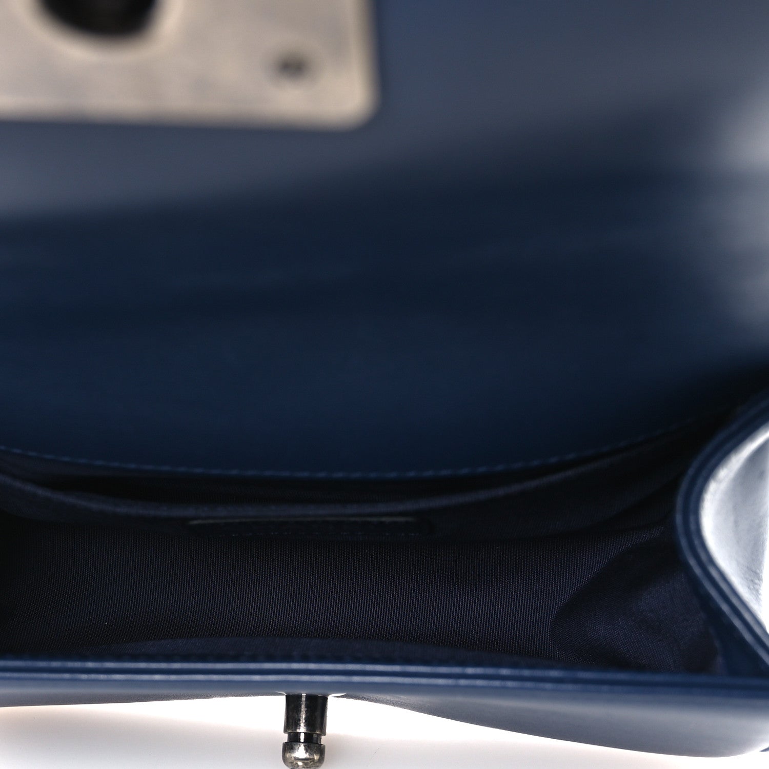 Calfskin Painted Chevron Embossed Small Boy Flap Dark Blue