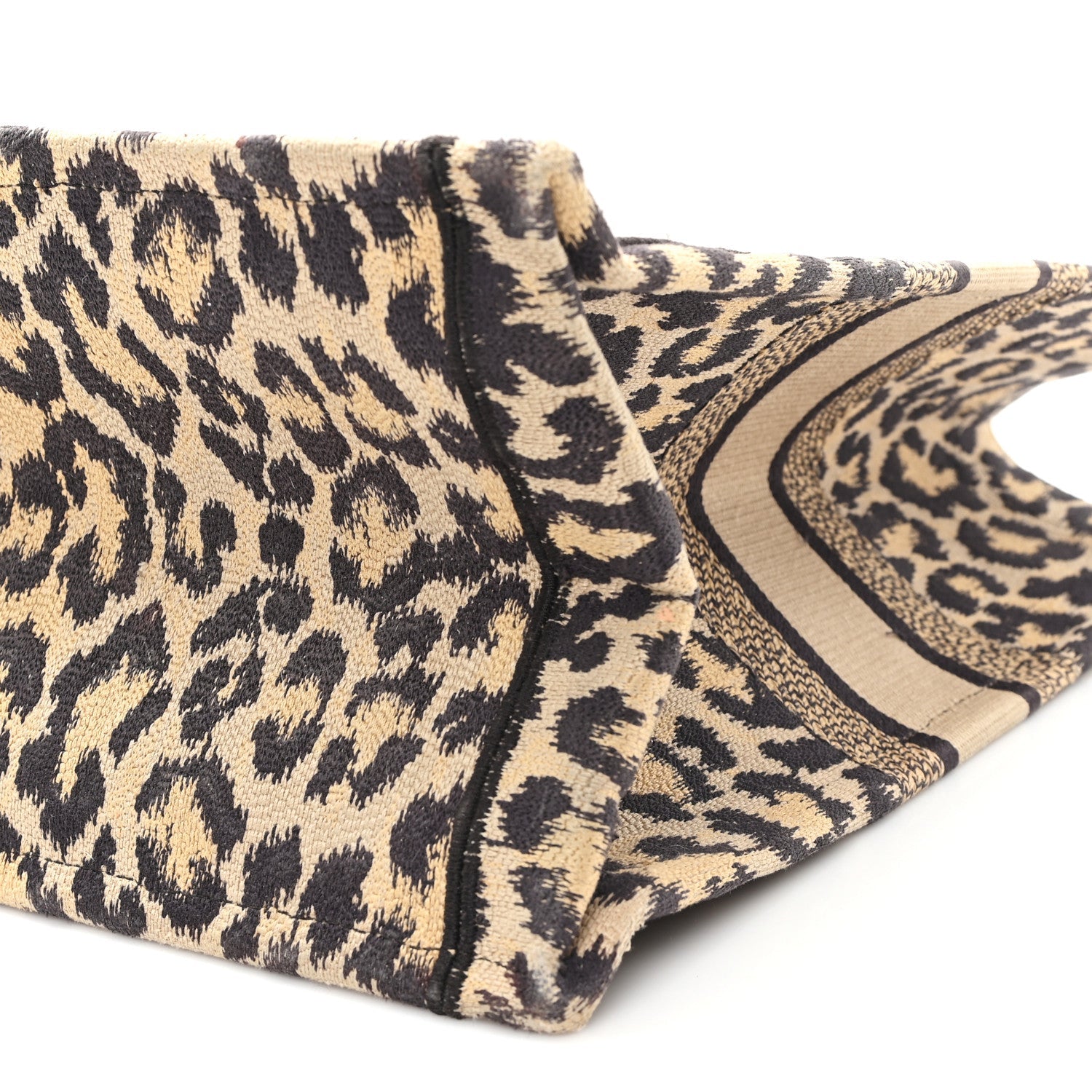Christian Dior Canvas Mizza Embroidered Large Leopard Book Tote Beige