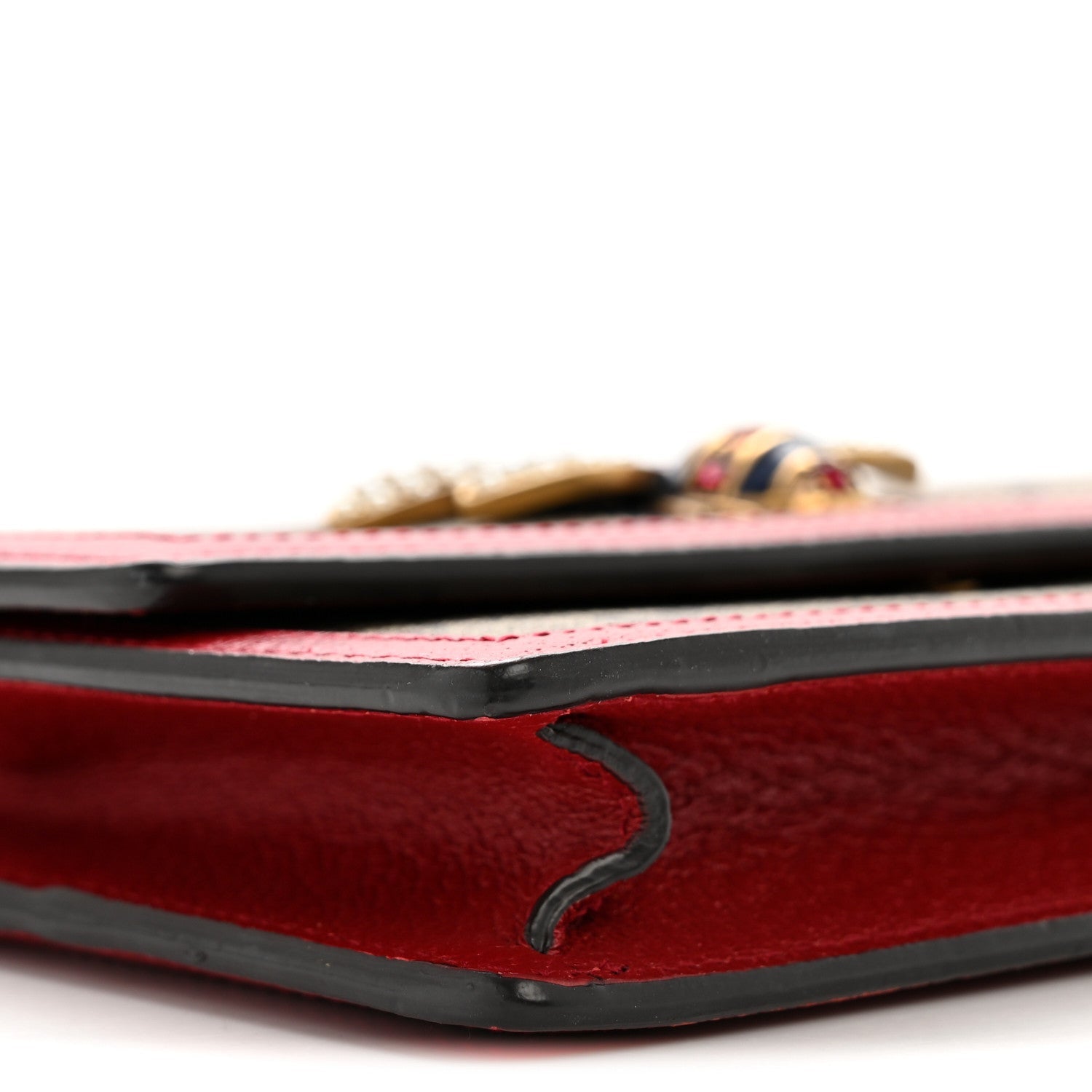 Gucci GG Supreme Monogram Web Queen Margaret Chain Wallet Red