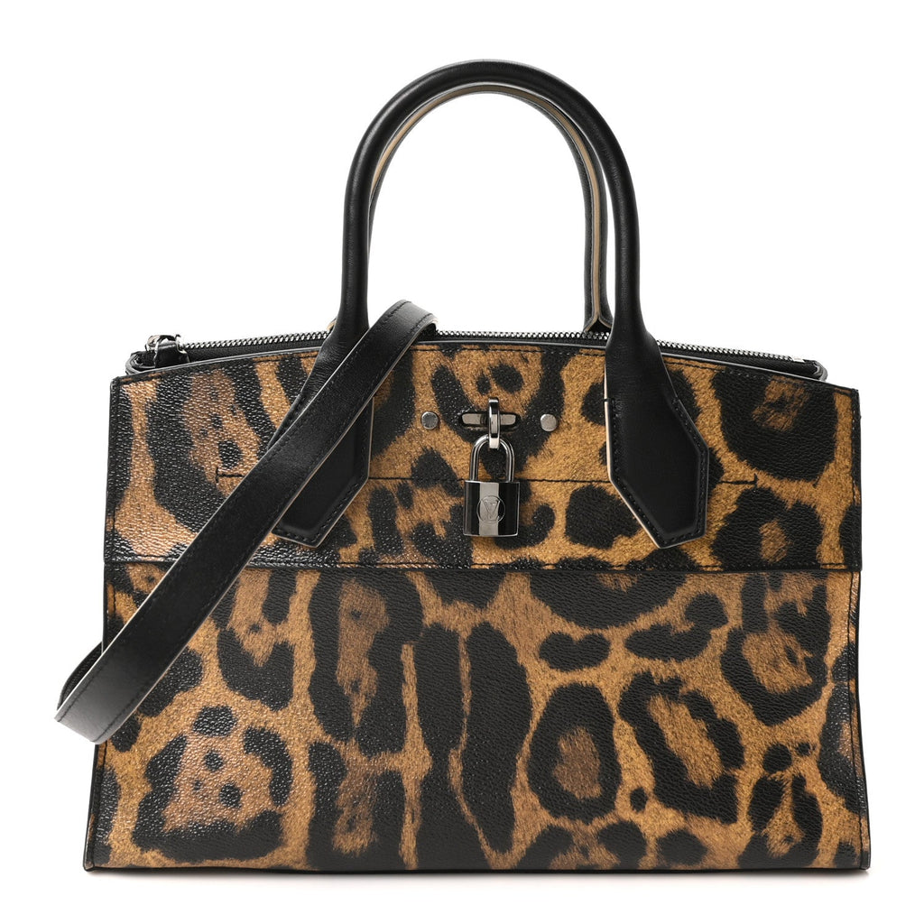 Louis Vuitton Canvas Calfskin Wild Animal Print City Steamer EW Marron